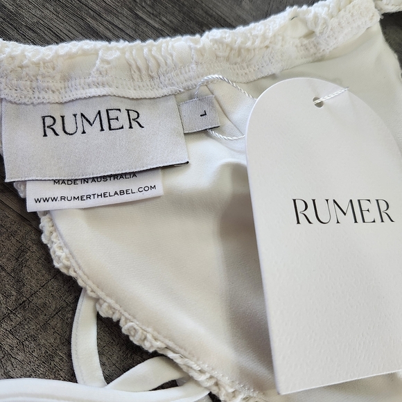 NWT Revolve Rumer White Ines Triangle Crochet String Bikini Top Swimsuit Sz L - Picture 8 of 10